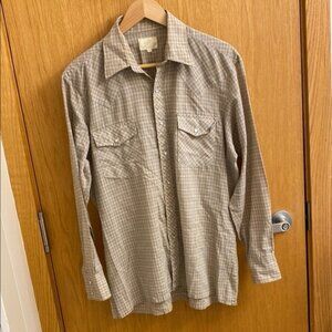 Vintage Zellers Canada Western Pearl Snap Plaid Mens Button Down Shirt Large